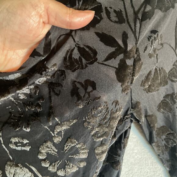 Woman’s Back Sheer Bodysuit Velvet Floral Whimsigoth Goth Romantic Fairy Size S - Picture 4 of 7